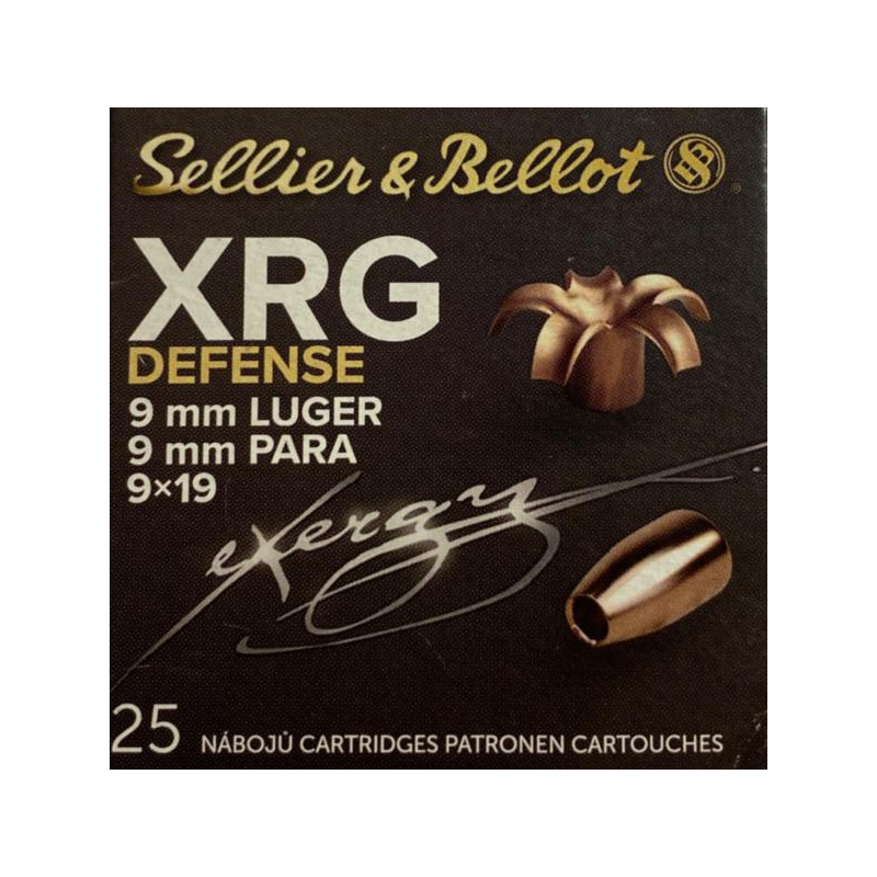 Náboj Sellier & Bellot 9mm Luger (9x19) XRG Defence, 100gr/6,5g, XRG
