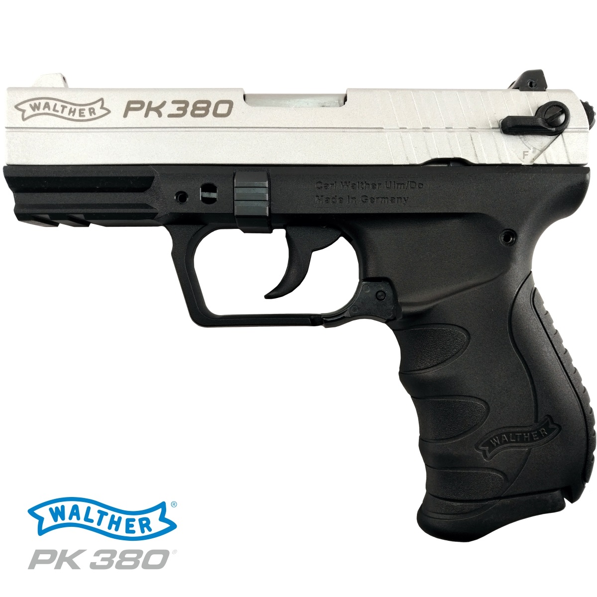 WALTHER PK380, PISTOLE SAMONABÍJECÍ RÁŽE 9 MM BROWNING / 380 AUTO, NIKLOVANÁ