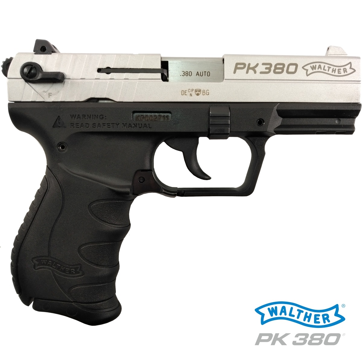 WALTHER PK380, PISTOLE SAMONABÍJECÍ RÁŽE 9 MM BROWNING / 380 AUTO, NIKLOVANÁ