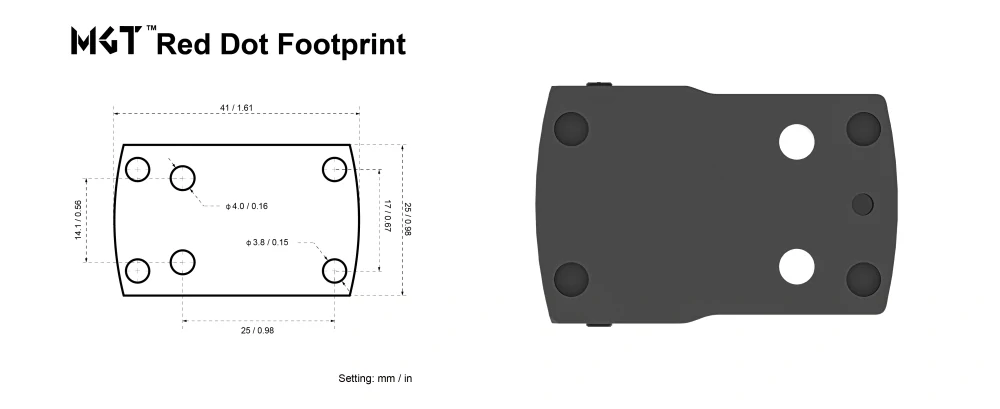 ARMA ZEKA montáž kolimátoru GIANT - destička SHIELD RMS