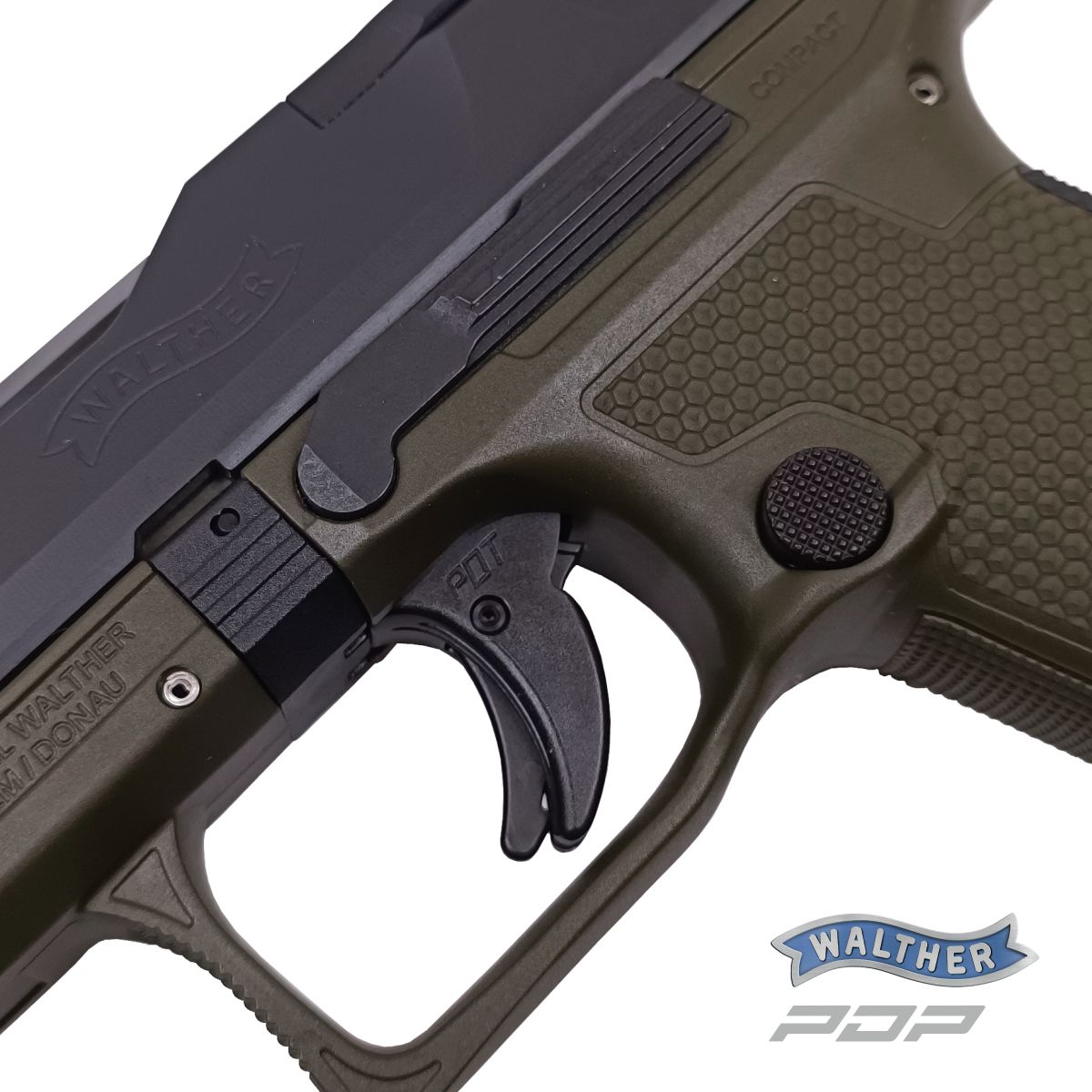 WALTHER PDP COMPACT OD GREEN 4‘‘, 9 MM LUGER, PISTOLE SAMONABÍJECÍ