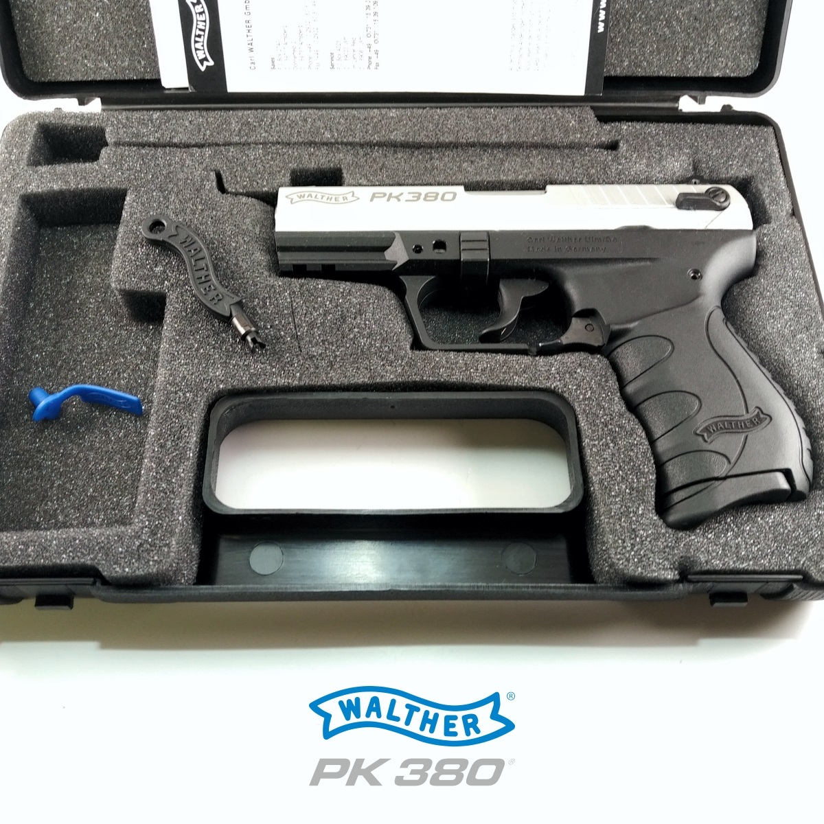 WALTHER PK380, PISTOLE SAMONABÍJECÍ RÁŽE 9 MM BROWNING / 380 AUTO, NIKLOVANÁ