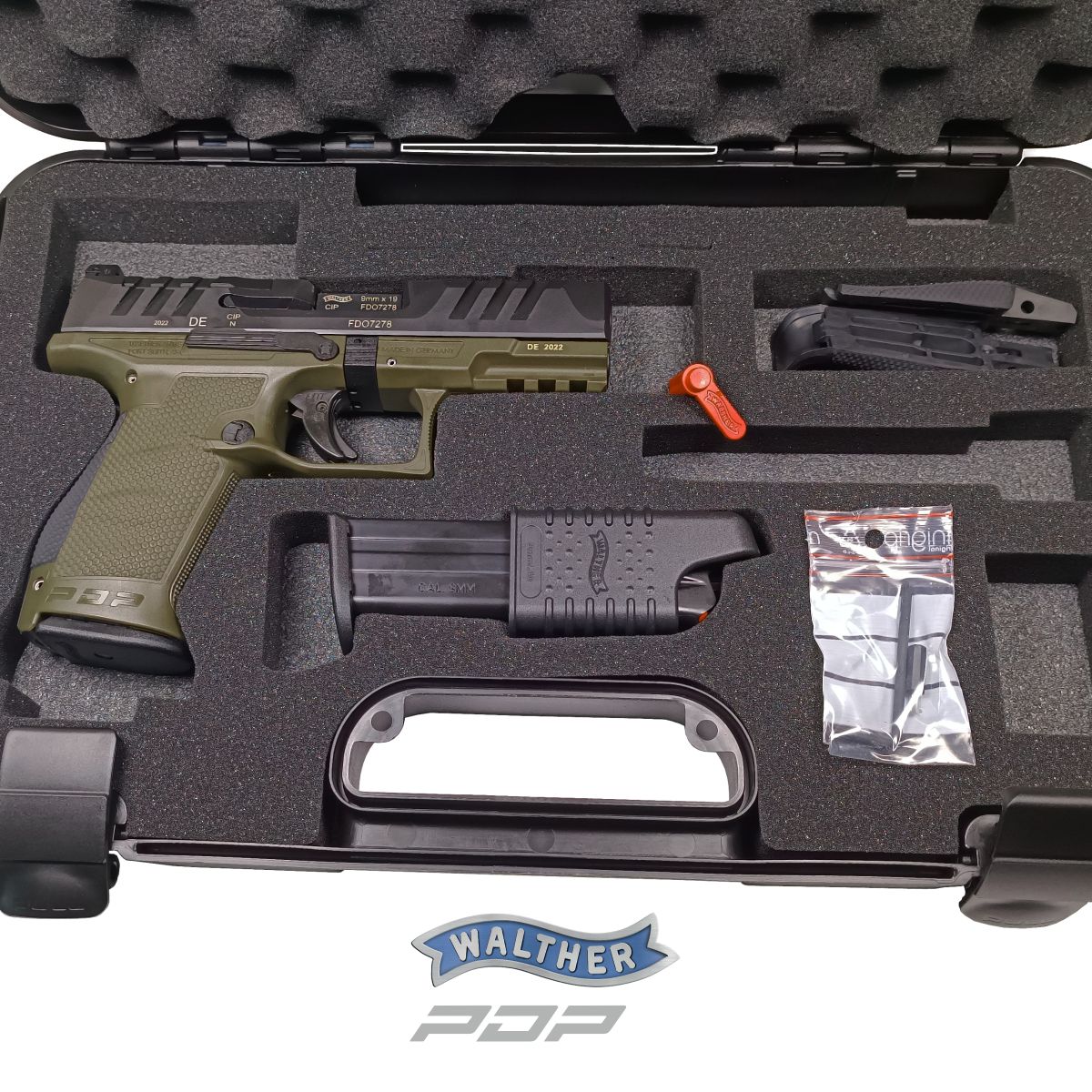 WALTHER PDP COMPACT OD GREEN 4‘‘, 9 MM LUGER, PISTOLE SAMONABÍJECÍ
