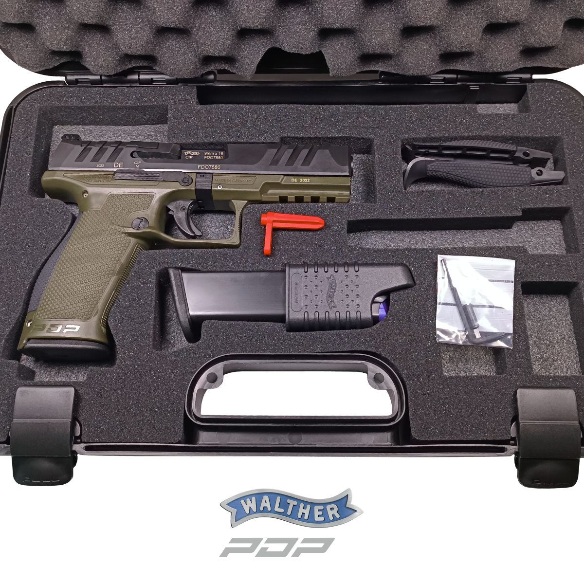 WALTHER PDP FULL SIZE OD GREEN 4,5‘‘, 9 MM LUGER, PISTOLE SAMONABÍJECÍ